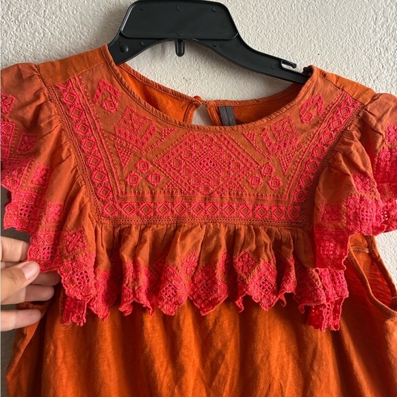 Anthropologie Rica Embroidered Top Orange XS - Picture 7 of 14